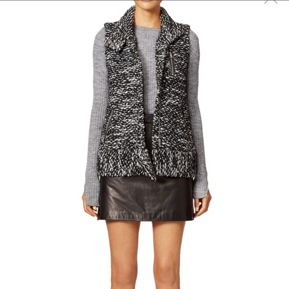 Rebecca Taylor Amsterdam Vest Black Tweed Moto Bik
